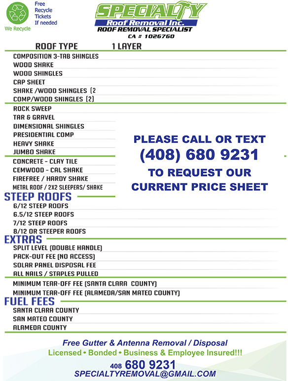Price Sheet